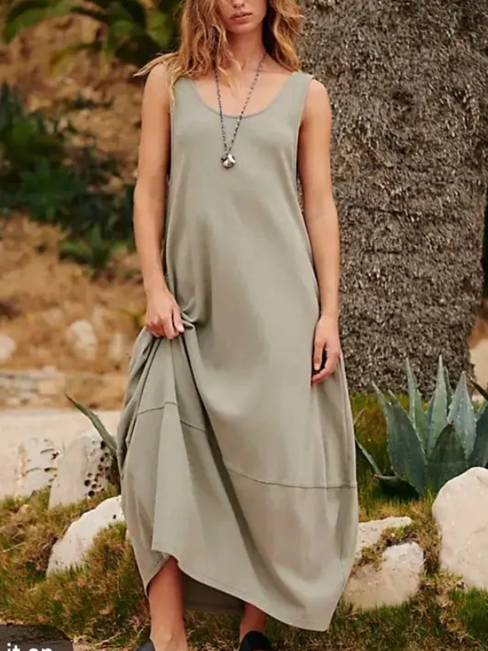 Free People Beach Barrel Midi Dress Cotton XL